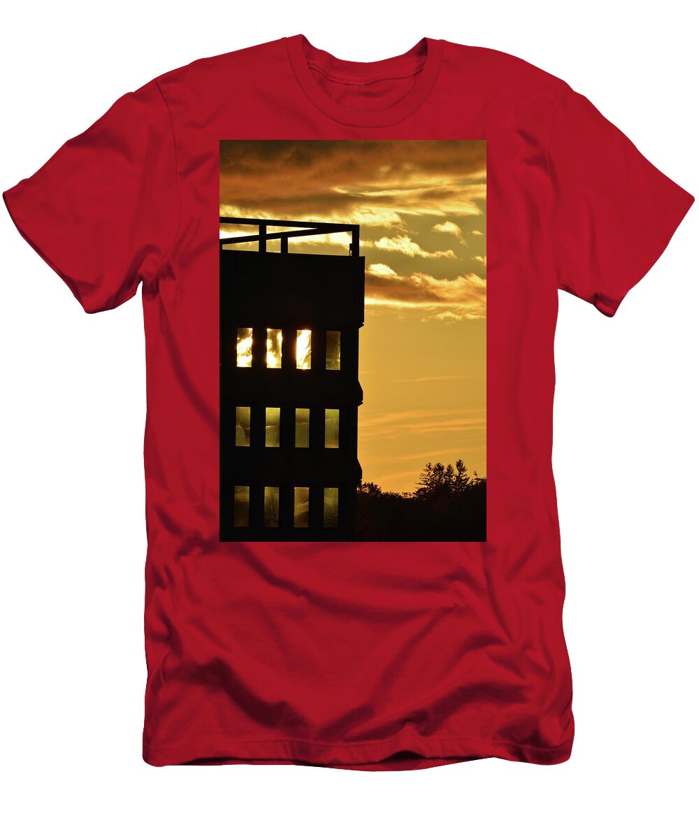 Abstract T-Shirt featuring the photograph Windows At Sunset by Lyle Crump