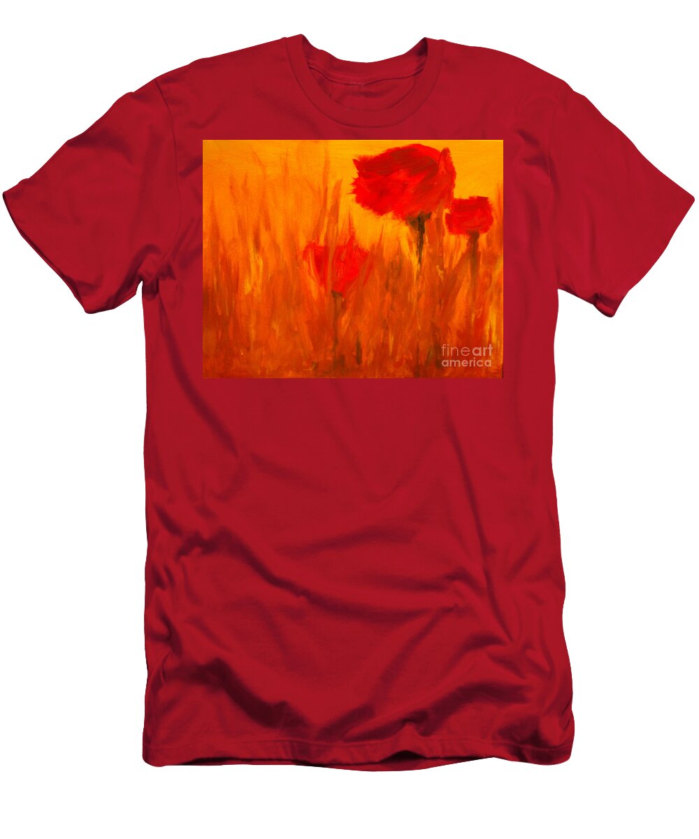 Flowers T-Shirt featuring the painting Windy Red by Julie Lueders 