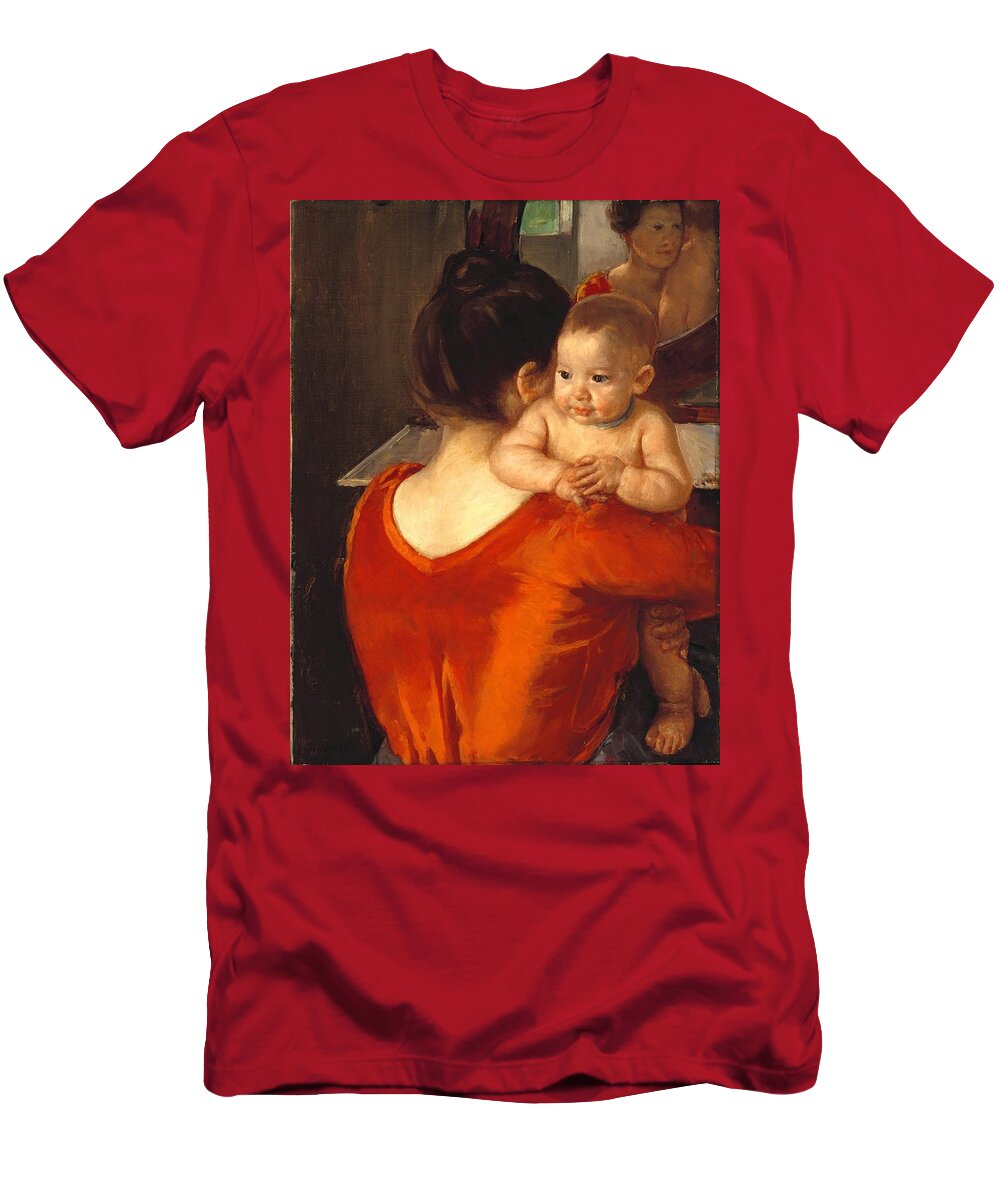 Mary Cassatt (american T-Shirt featuring the painting Woman in a Red Bodice and Her Child by MotionAge Designs