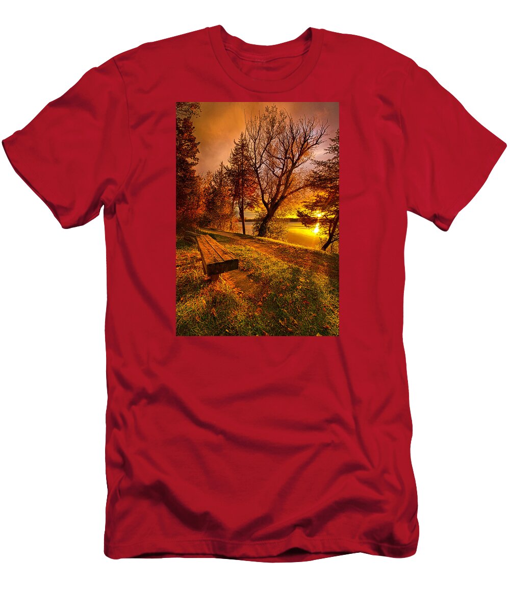Bench T-Shirt featuring the photograph Won't You Please Come Home by Phil Koch