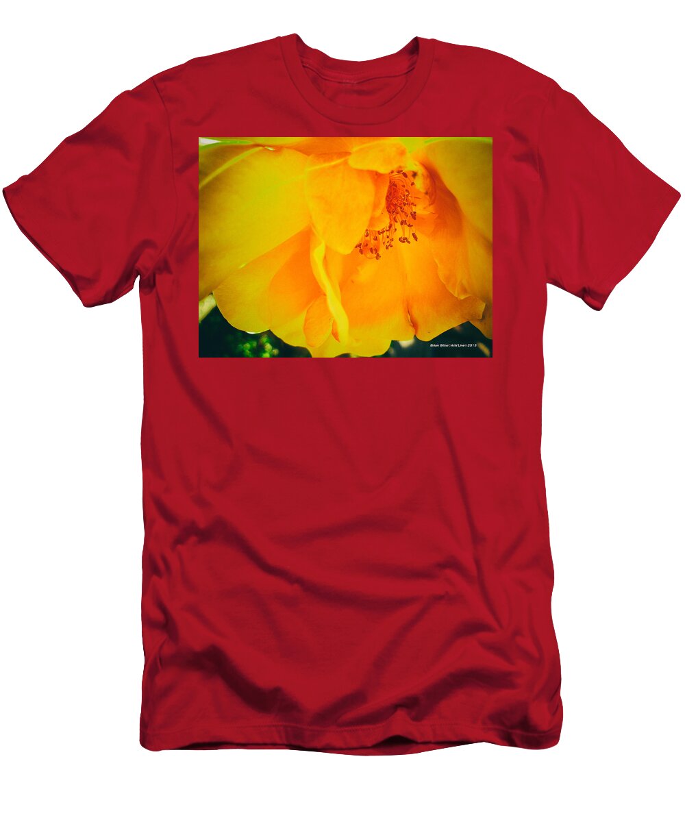 Yellow T-Shirt featuring the digital art Yellow Flower Enhanced by Brian Gilna