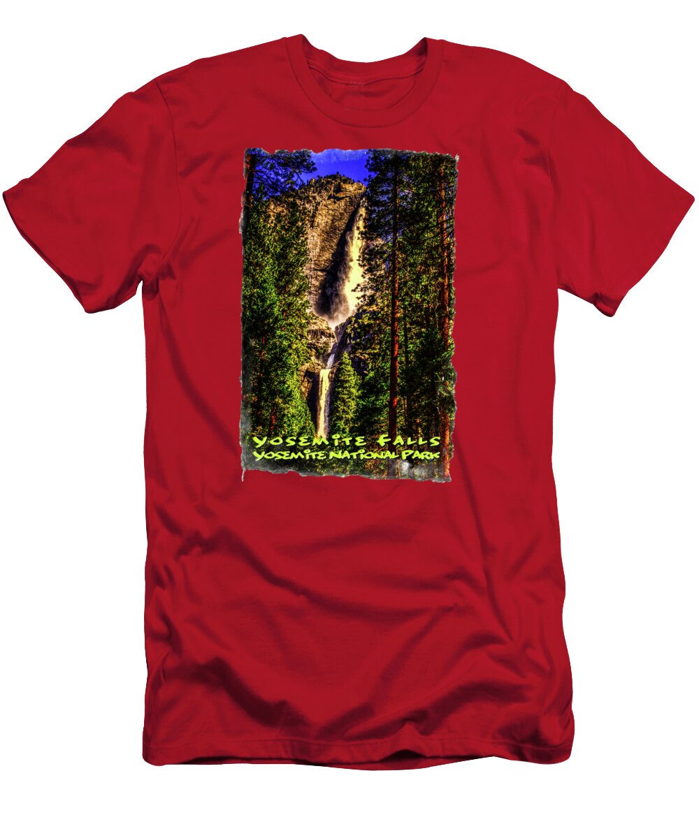 California T-Shirt featuring the photograph Yosemite Falls Framed by Ponderosa Pines by Roger Passman