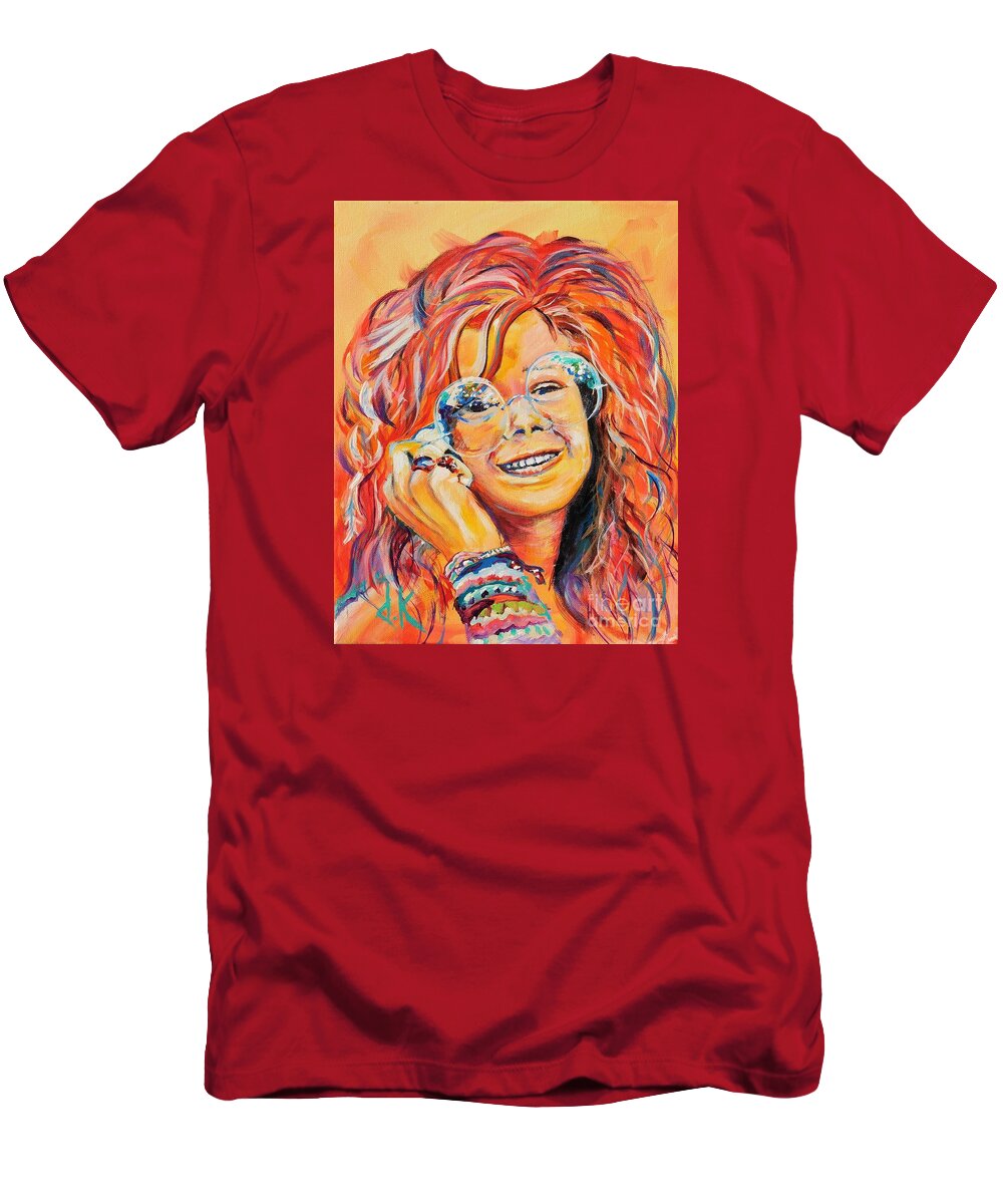 Janis Joplin T-Shirt featuring the painting young Janis Joplin by David Keenan