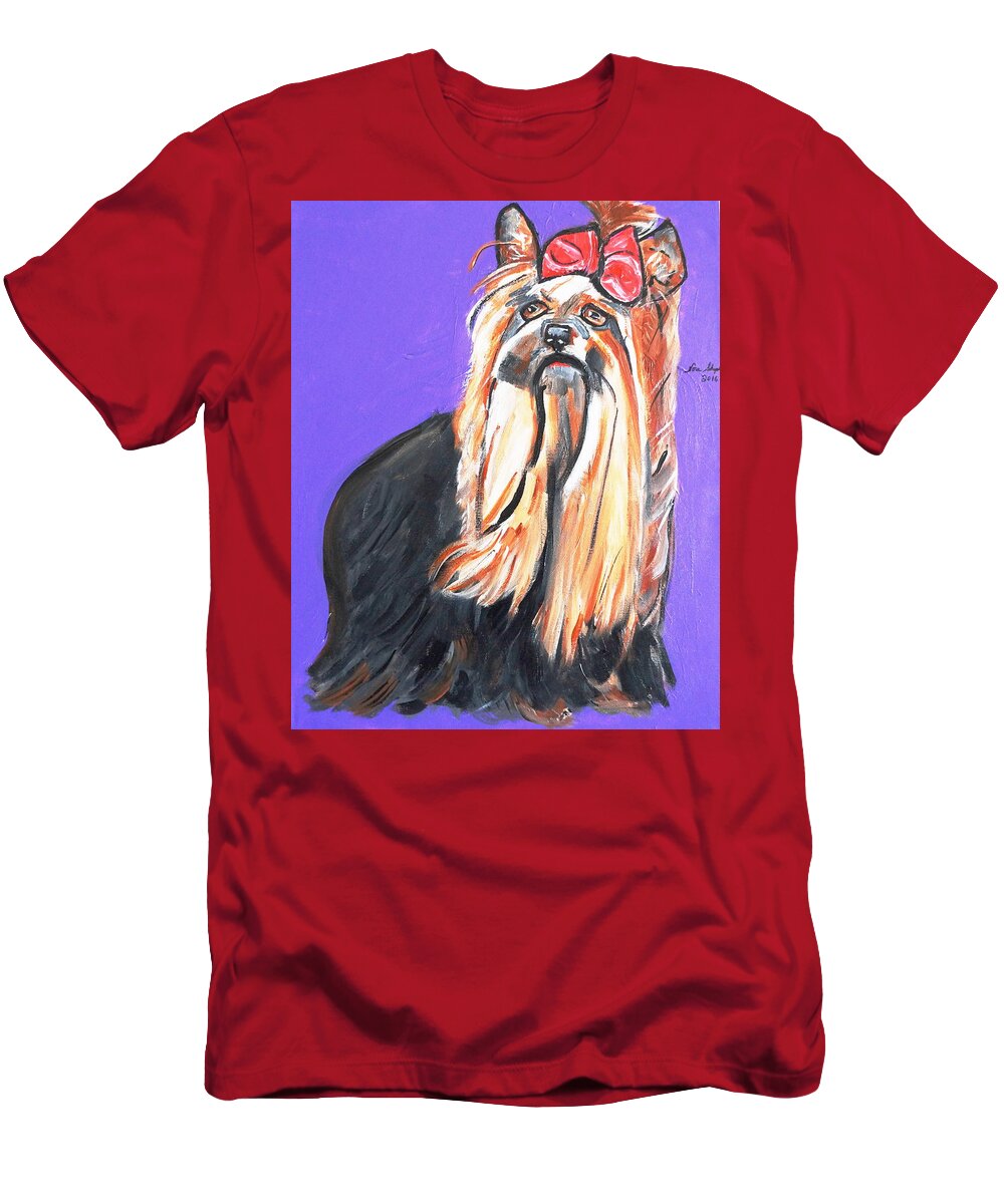 Your Yorkie T-Shirt featuring the painting Your Yorkie by Nora Shepley