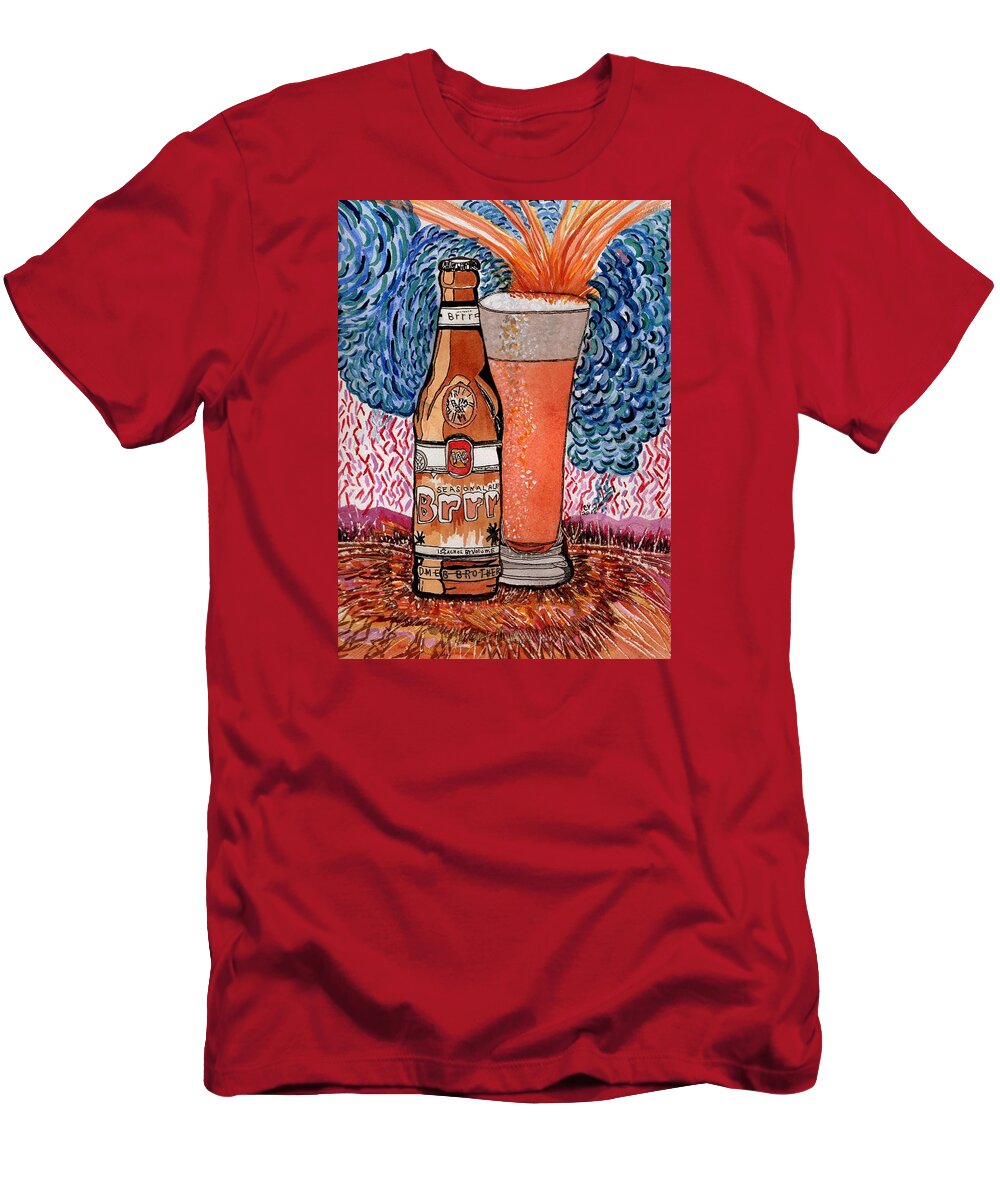 Beer Painting T-Shirt featuring the painting Yum Burr Hyf. Beer by Connie Valasco