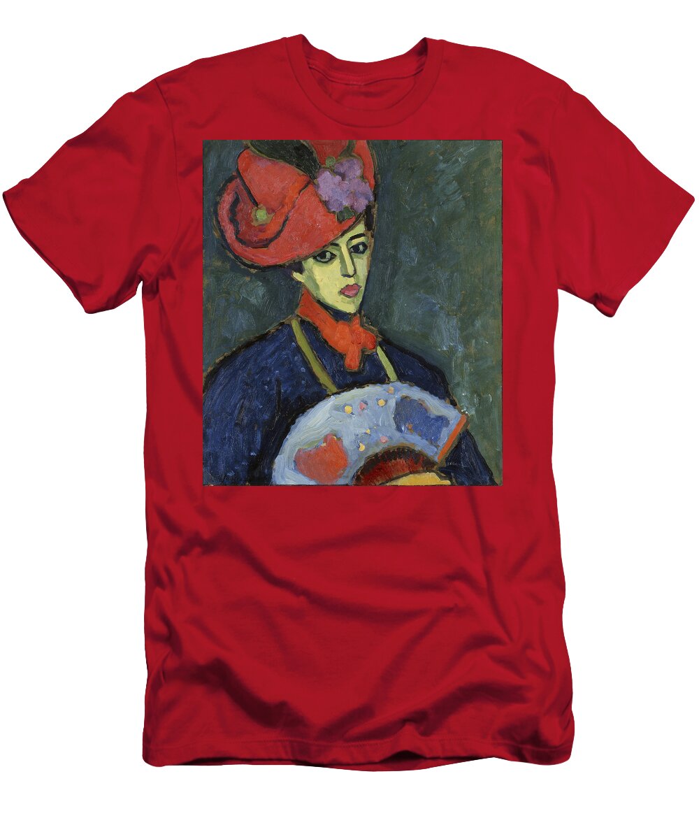 Schokko With Red Hat By Alexei Jawlensky T-Shirt featuring the painting Schokko with Red Hat #1 by Alexei Jawlensky