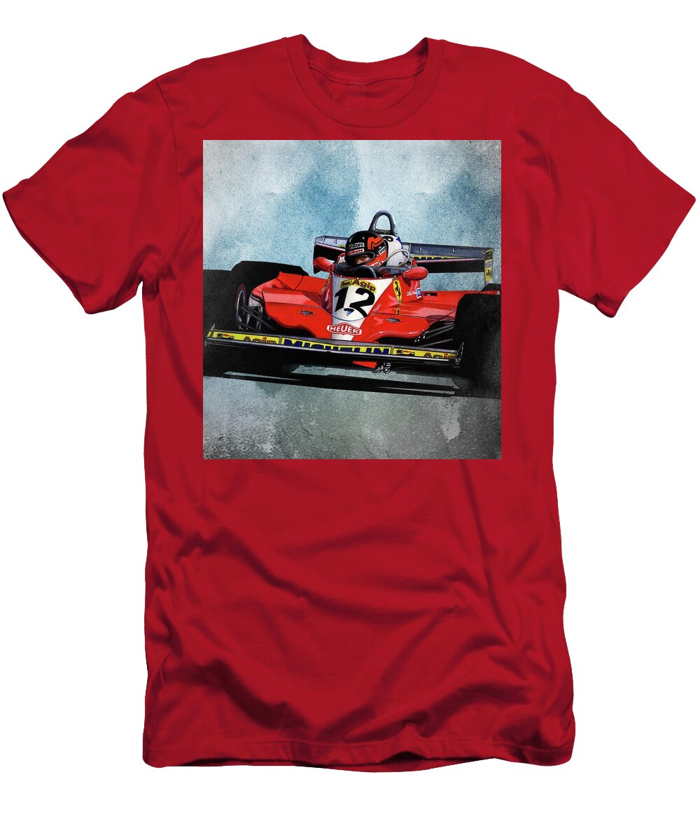 Art T-Shirt featuring the painting 1978 Ferrari 312T3 by Simon Read