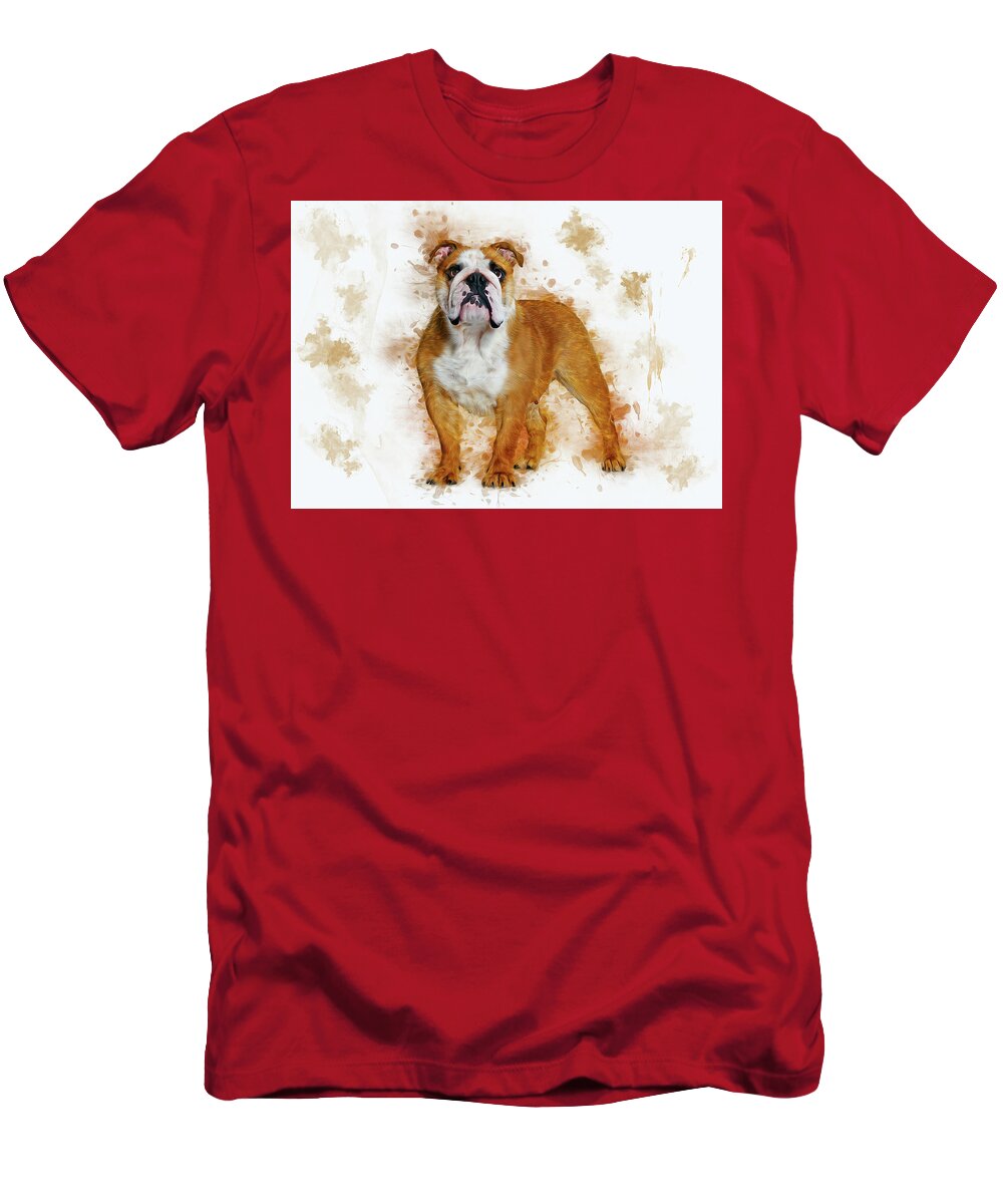 Dog T-Shirt featuring the digital art Bulldog #3 by Ian Mitchell