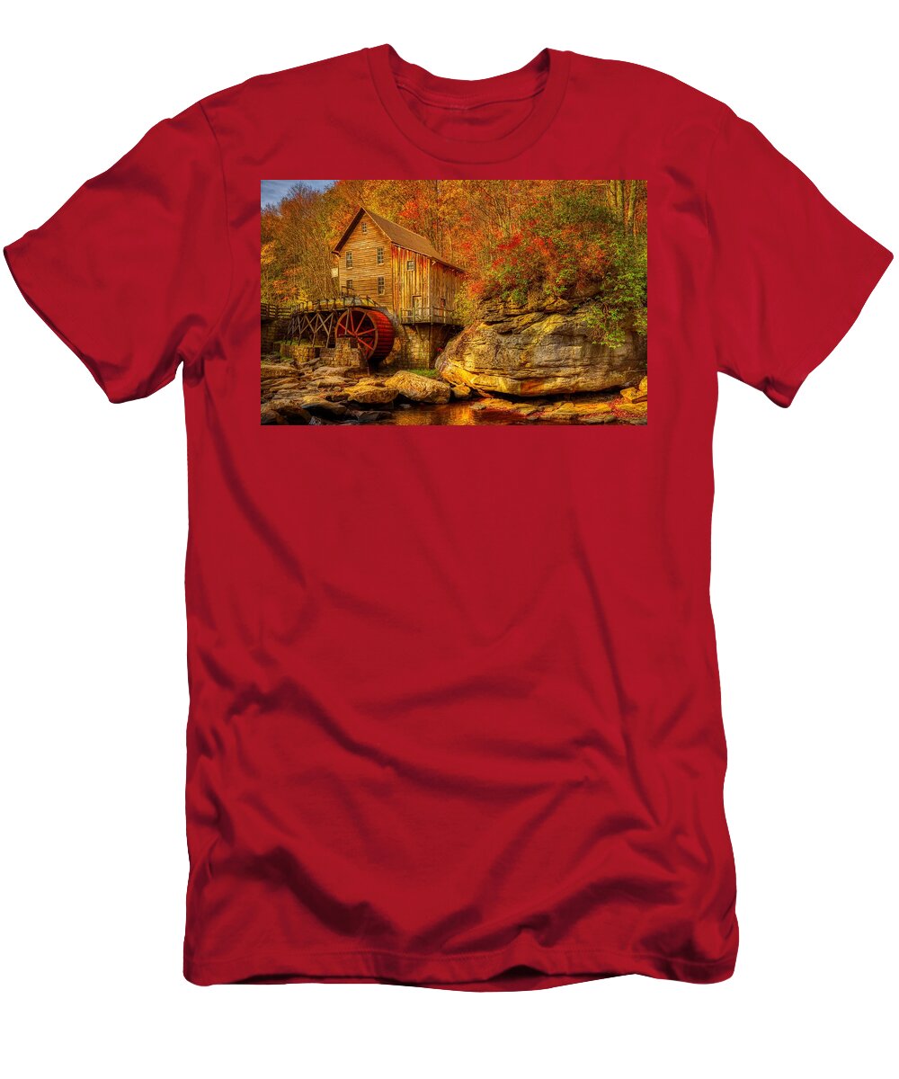 Glade Creek Grist Mill T-Shirt featuring the photograph Glade Creek Grist Mill #4 by Mountain Dreams