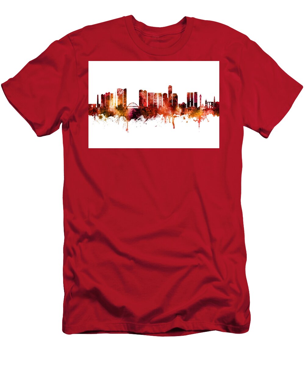 Tel Aviv T-Shirt featuring the digital art Tel Aviv Israel Skyline #4 by Michael Tompsett