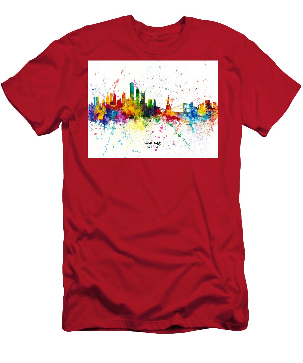 New York T-Shirt featuring the digital art New York Skyline #50 by Michael Tompsett