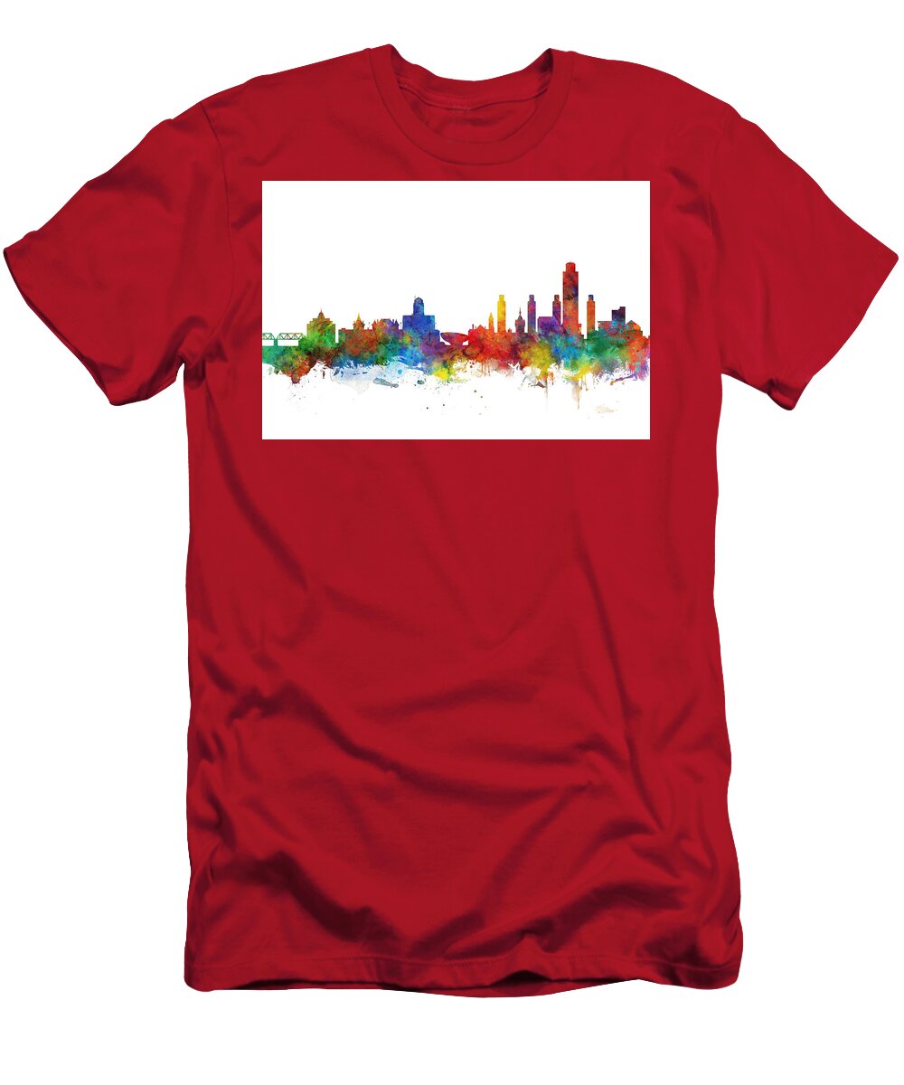 Albany T-Shirt featuring the digital art Albany New York Skyline #6 by Michael Tompsett