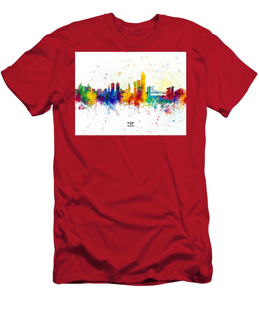 Oslo T-Shirt featuring the digital art Oslo Norway Skyline #6 by Michael Tompsett