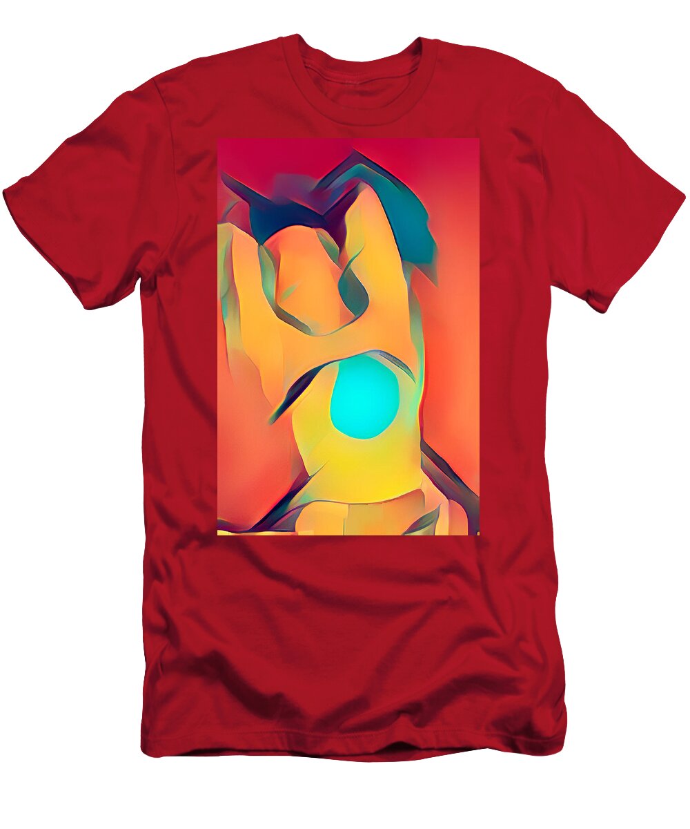 Woman T-Shirt featuring the digital art Abstract Reclining woman by Cathy Anderson