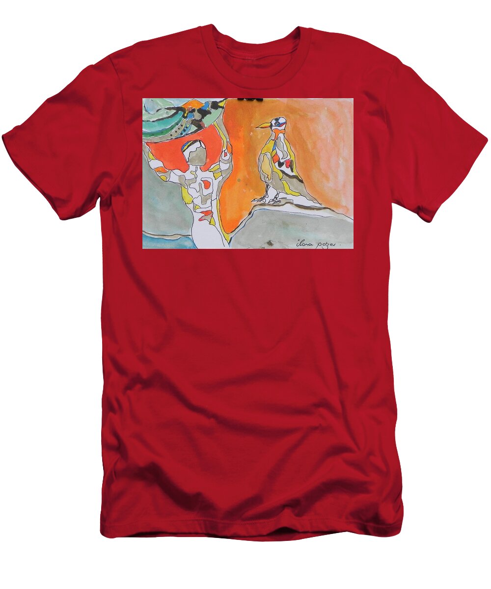 Ethnic T-Shirt featuring the painting African story by Ilona Petzer