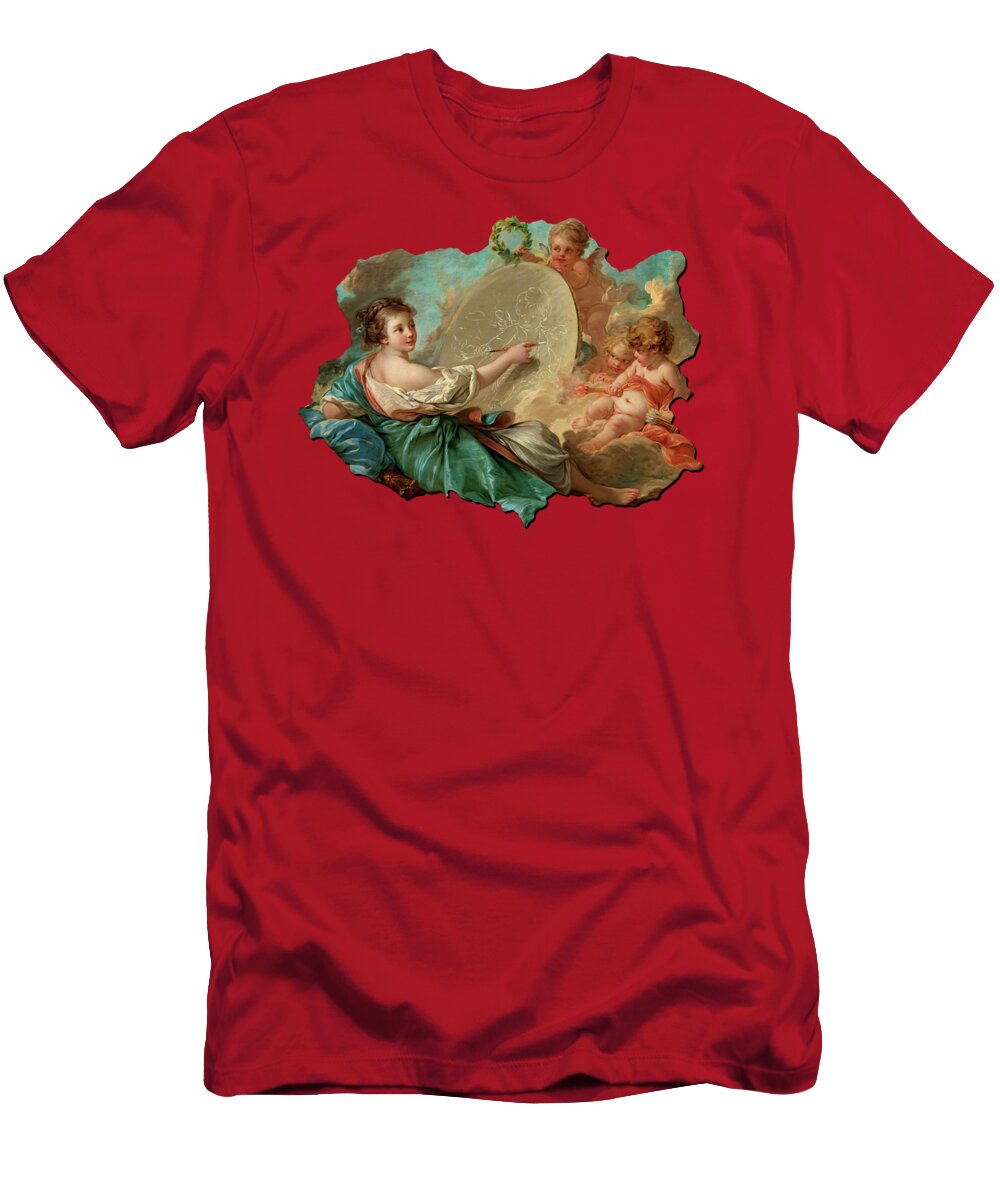 Allegory Of Painting T-Shirt featuring the digital art Allegory of Painting by Francois Boucher by Rolando Burbon