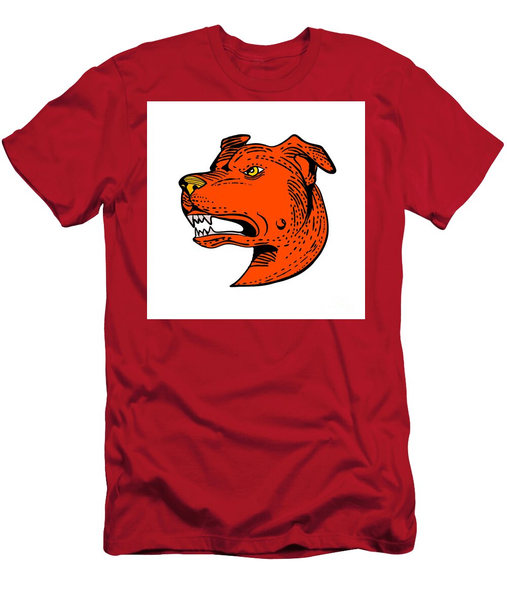 Etching T-Shirt featuring the digital art Angry American Staffordshire Bull Terrier Etching Color by Aloysius Patrimonio