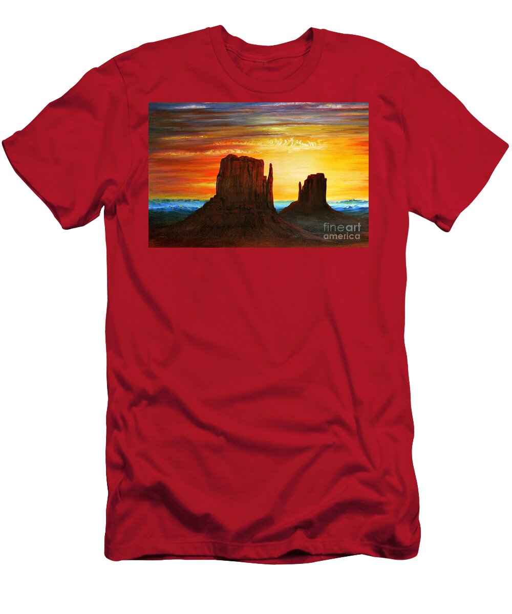 Sunset T-Shirt featuring the painting Arizona Sunset by Greg Moores