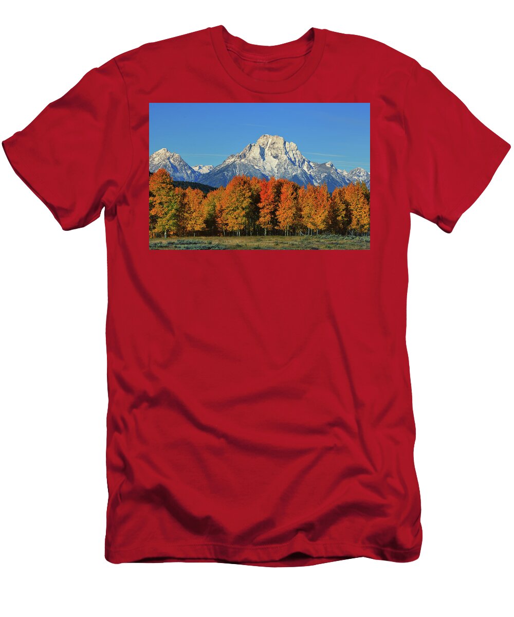 Mount Moran T-Shirt featuring the photograph Autumn Peak Under Moran by Greg Norrell