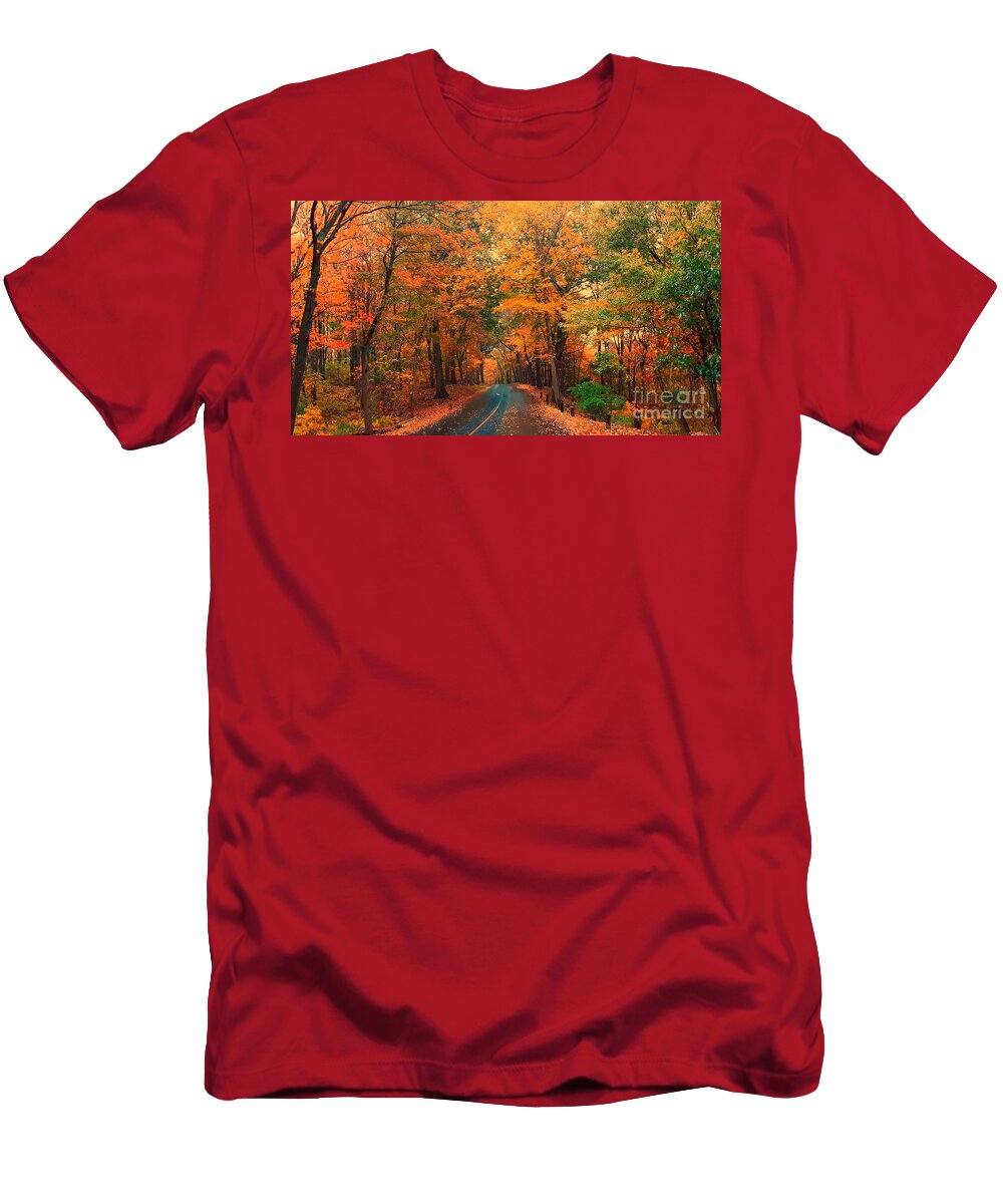 Foliage T-Shirt featuring the photograph Autumn Rain by Dani McEvoy