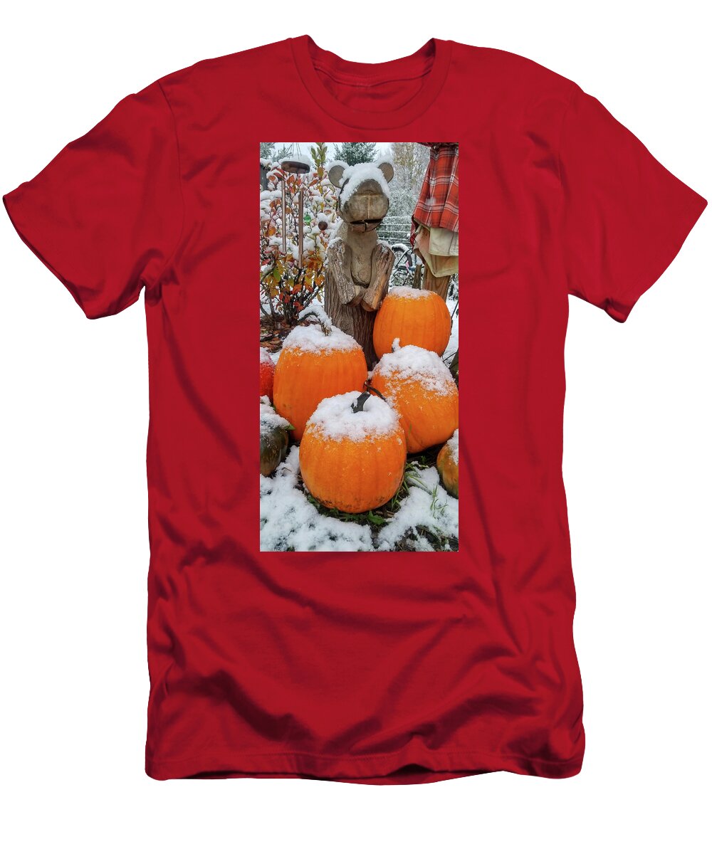 Pumpkin T-Shirt featuring the photograph Autumn Snow Bear by Brook Burling