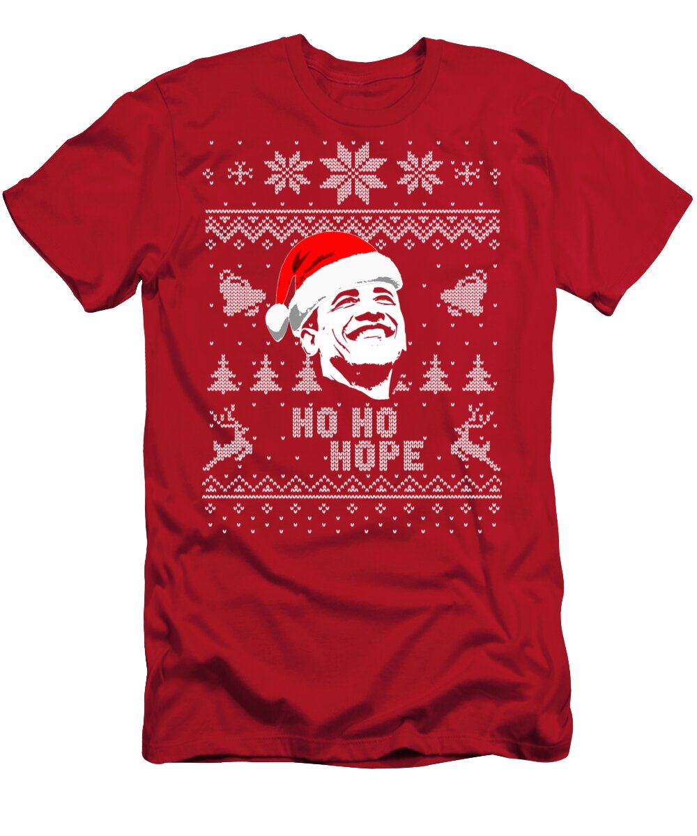 Obama T-Shirt featuring the digital art Barack Obama Ho Ho Hope Christmas by Filip Schpindel