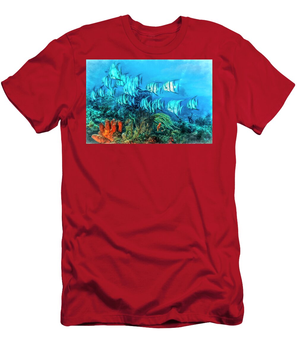 Fishing T-Shirt featuring the photograph Beautiful Angels on the Reef Painting by Debra and Dave Vanderlaan