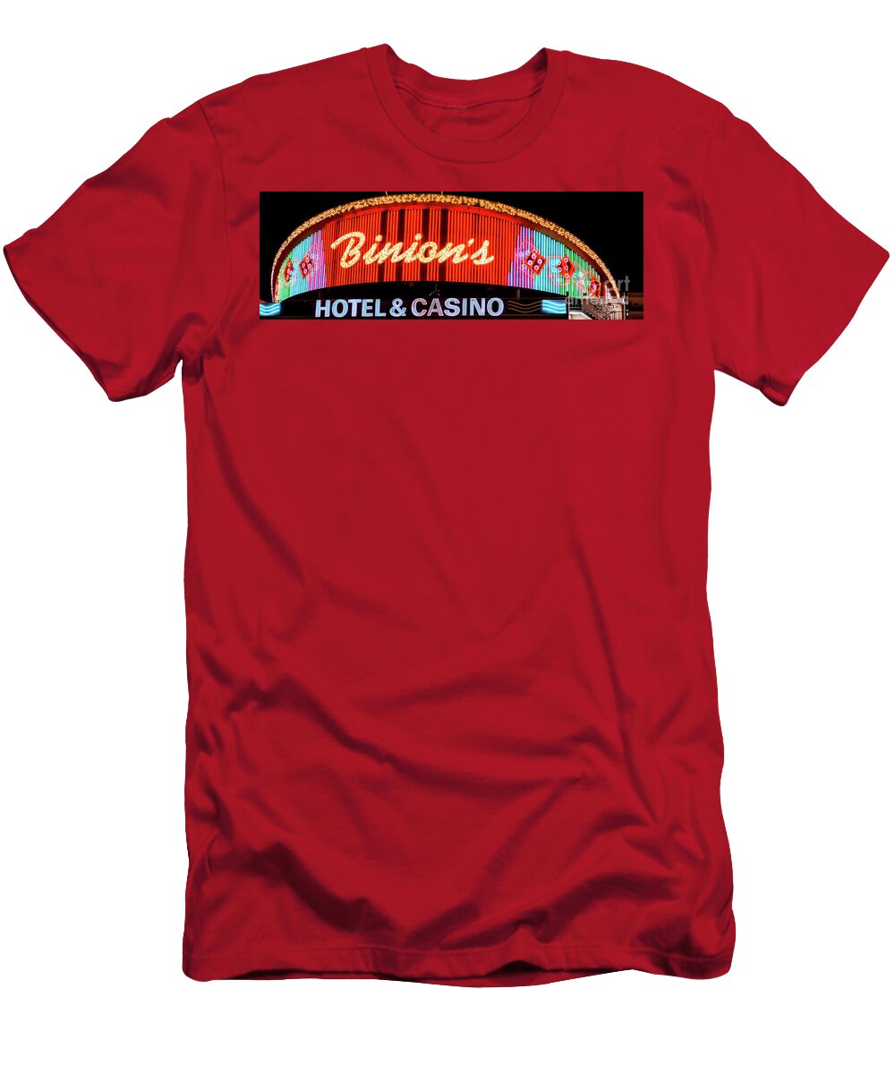 Fremont Street T-Shirt featuring the photograph Binions Casino Parking Garage Neon Lights 3 to 1 Ratio by Aloha Art