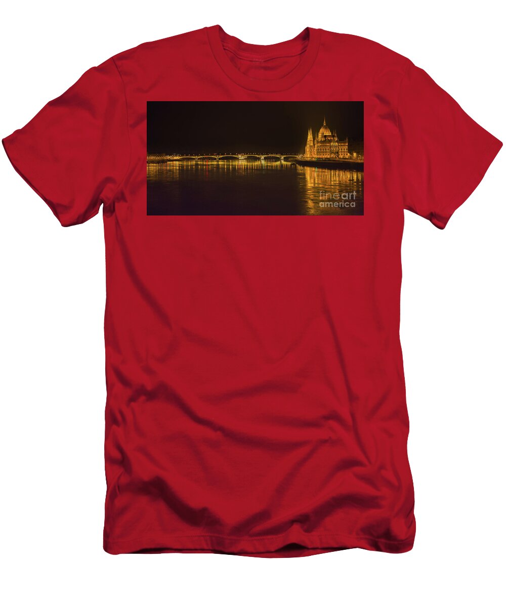 Panorama T-Shirt featuring the photograph Budapest By Night - Over Danube River by Stefano Senise