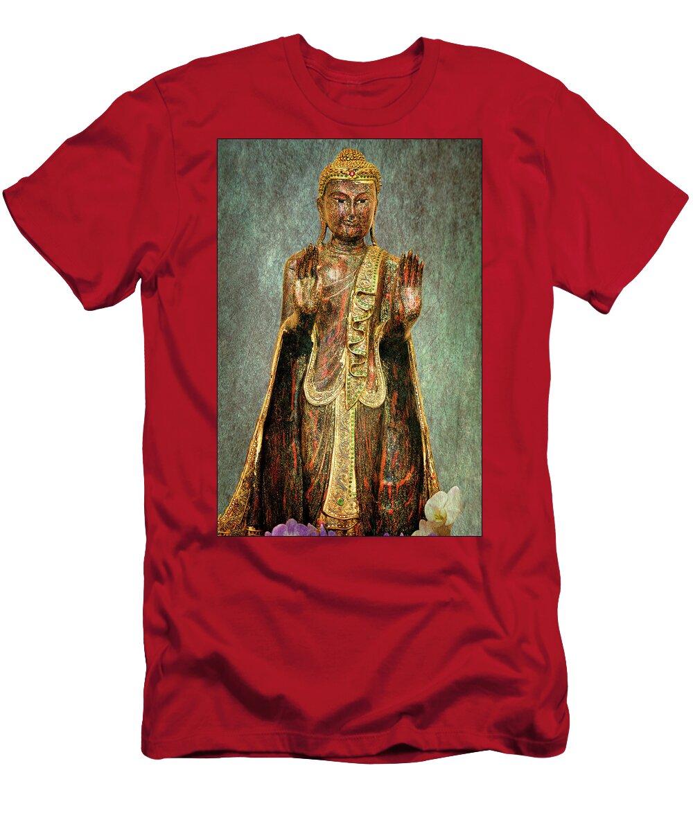 Sacred T-Shirt featuring the photograph Buddha at Abhayagiri Monastery by Andy Romanoff