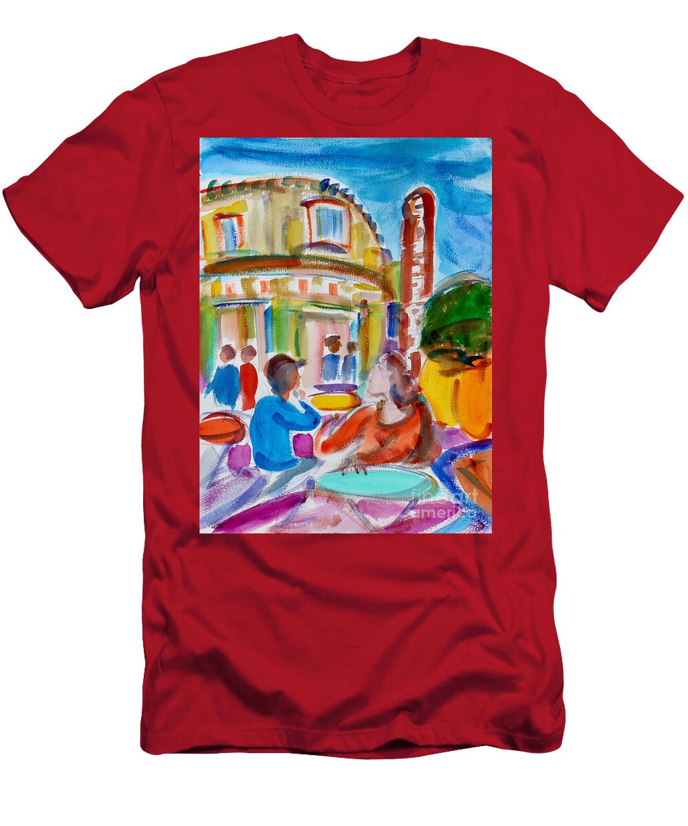 Cafe In The Castro T-Shirt featuring the painting Cafe In The Castro, San Francisco by Richard Fox