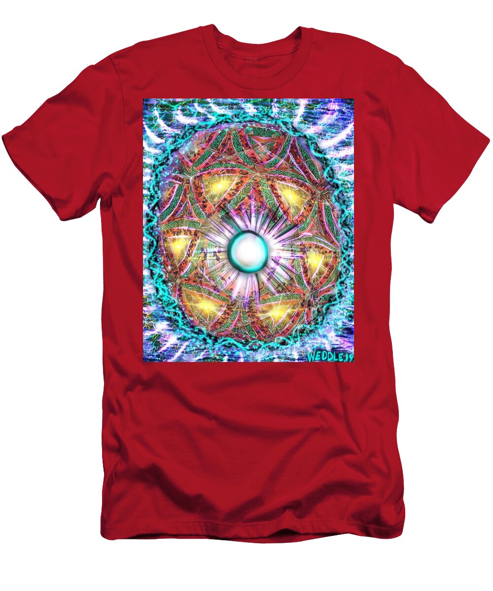 Kaleidoscope T-Shirt featuring the digital art Centered by Angela Weddle