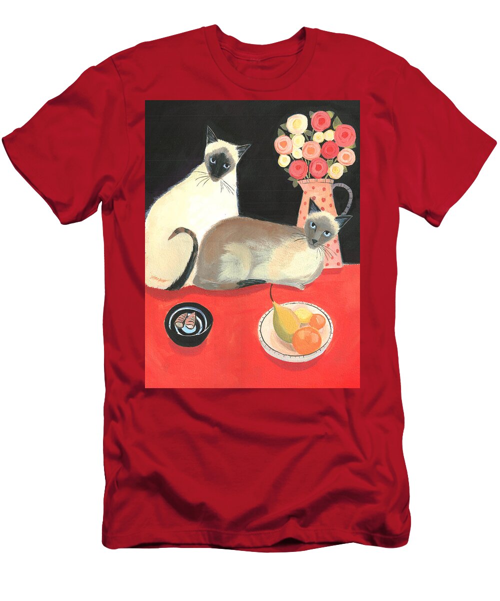 Cats T-Shirt featuring the painting Coco and Latte by Mary Stubberfield