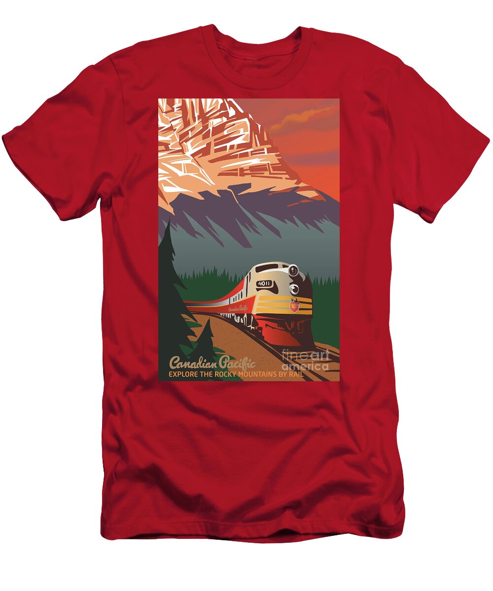 Retro Travel T-Shirt featuring the digital art CP Travel by Train by Sassan Filsoof