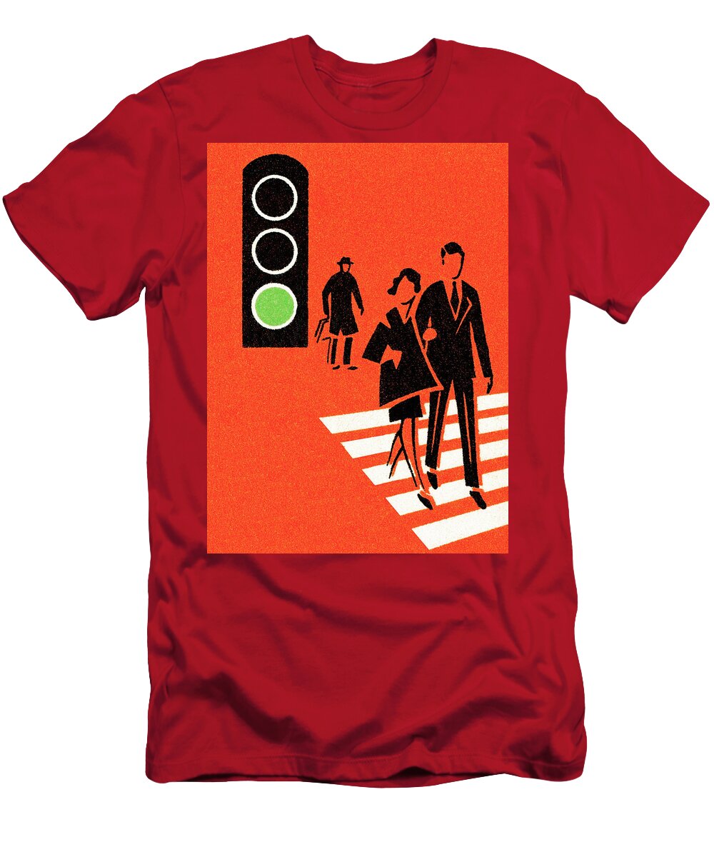 Across T-Shirt featuring the drawing Crosswalk at green light by CSA Images