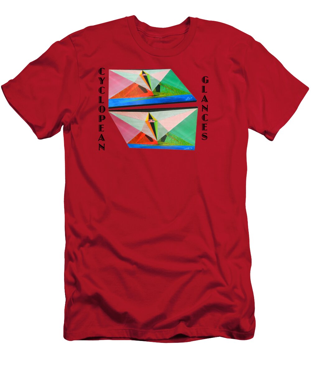 Art T-Shirt featuring the painting Cyclopean Glances Matriarch by Michael Bellon