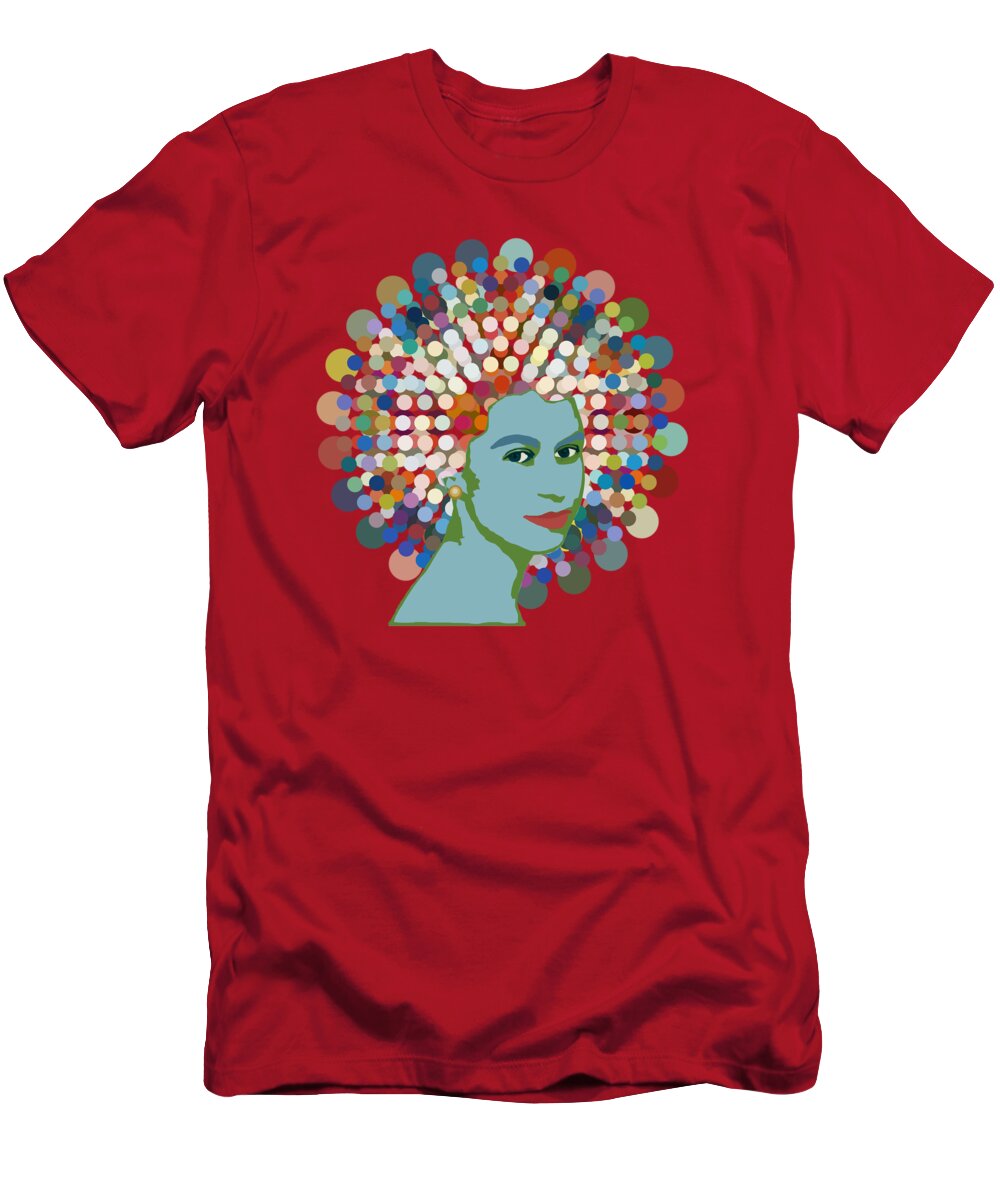 Dotty T-Shirt featuring the mixed media Disco Queen RED by Big Fat Arts