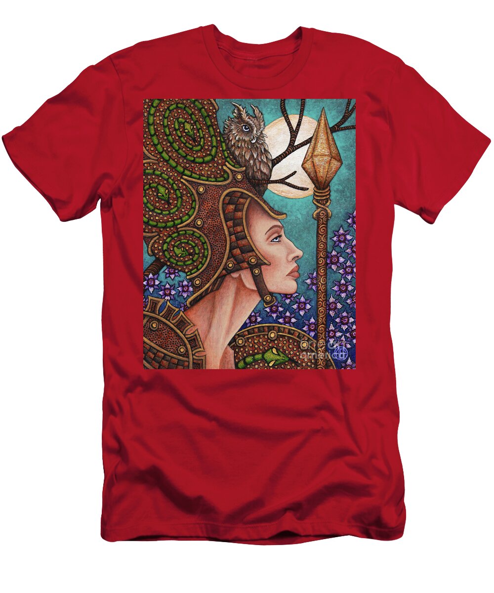 Portrait T-Shirt featuring the painting Exalted Beauty Athena by Amy E Fraser
