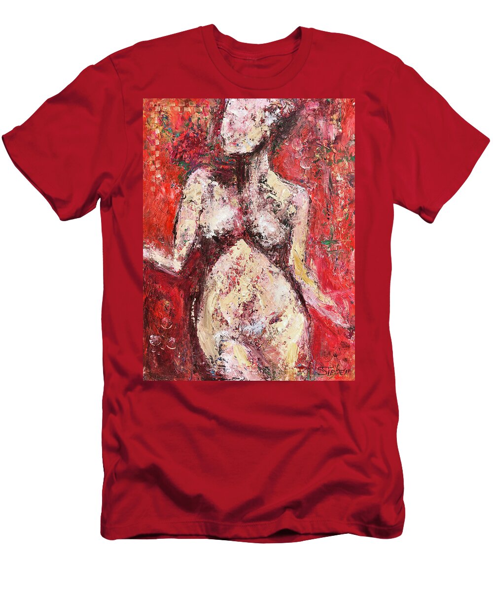 Nude T-Shirt featuring the painting Female Nude by Sharon Sieben