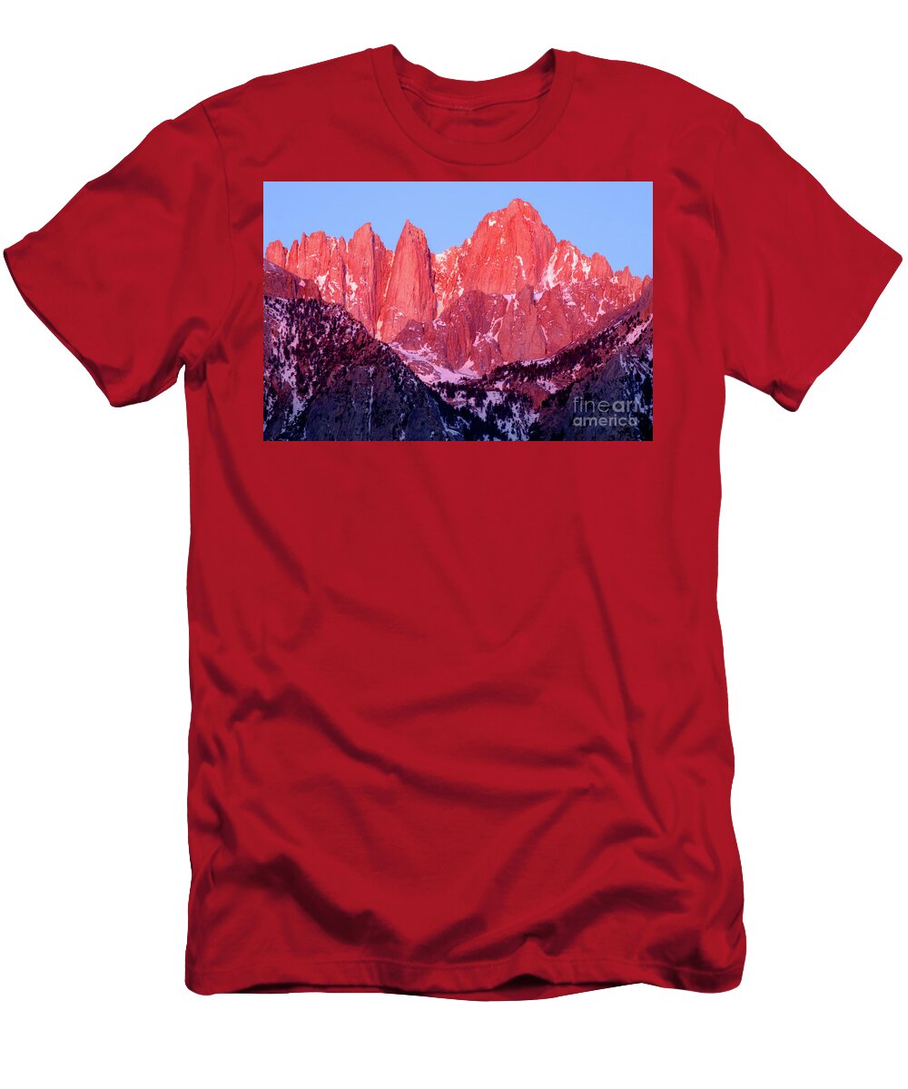 Mountain T-Shirt featuring the photograph First Light, Mount Whitney by Douglas Taylor