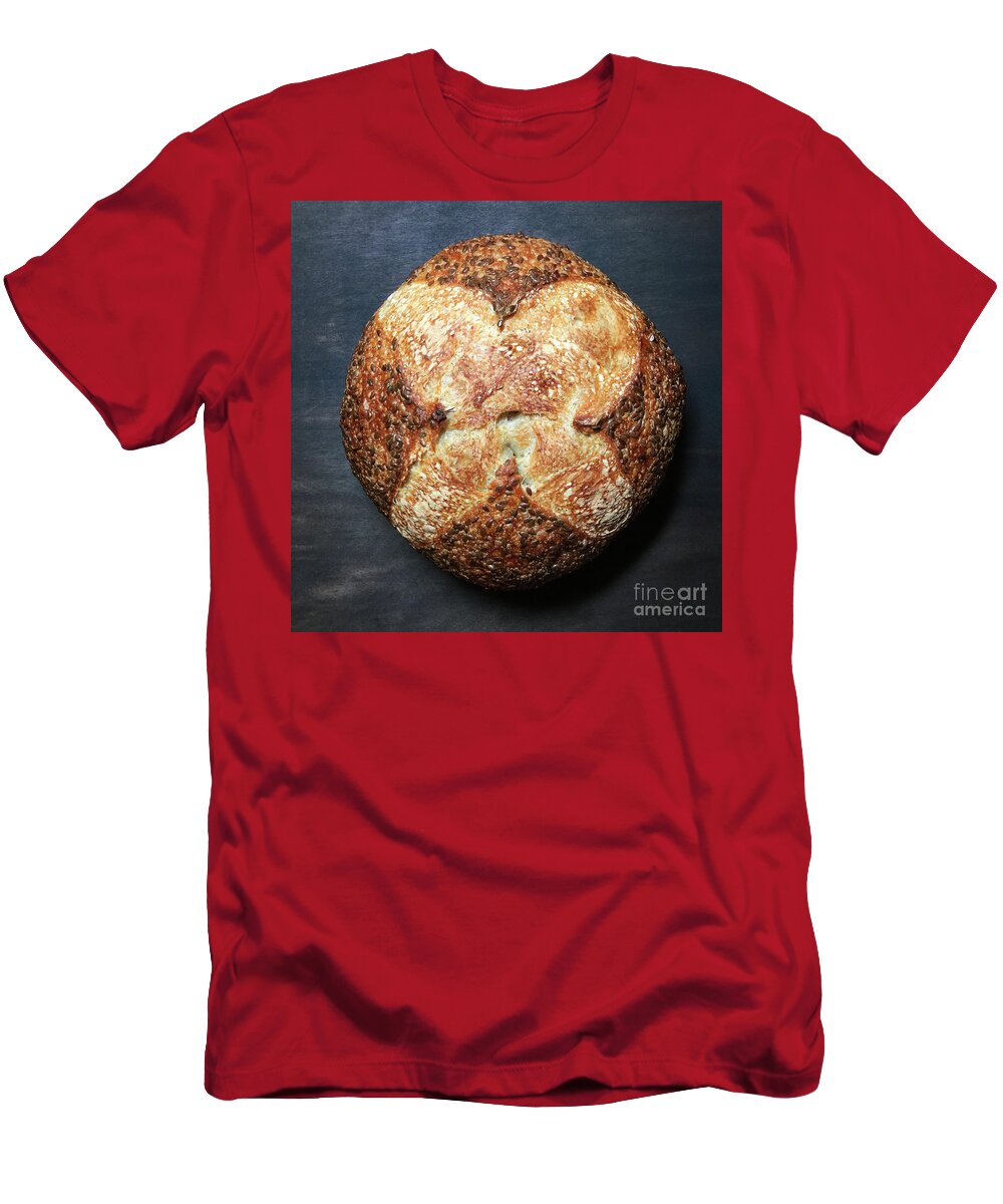 Bread T-Shirt featuring the photograph Flax Seed Sourdough 1 by Amy E Fraser