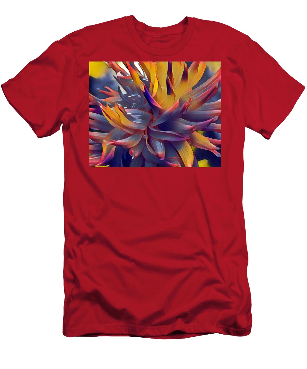 Floral T-Shirt featuring the mixed media Flower Power by Susan Rydberg