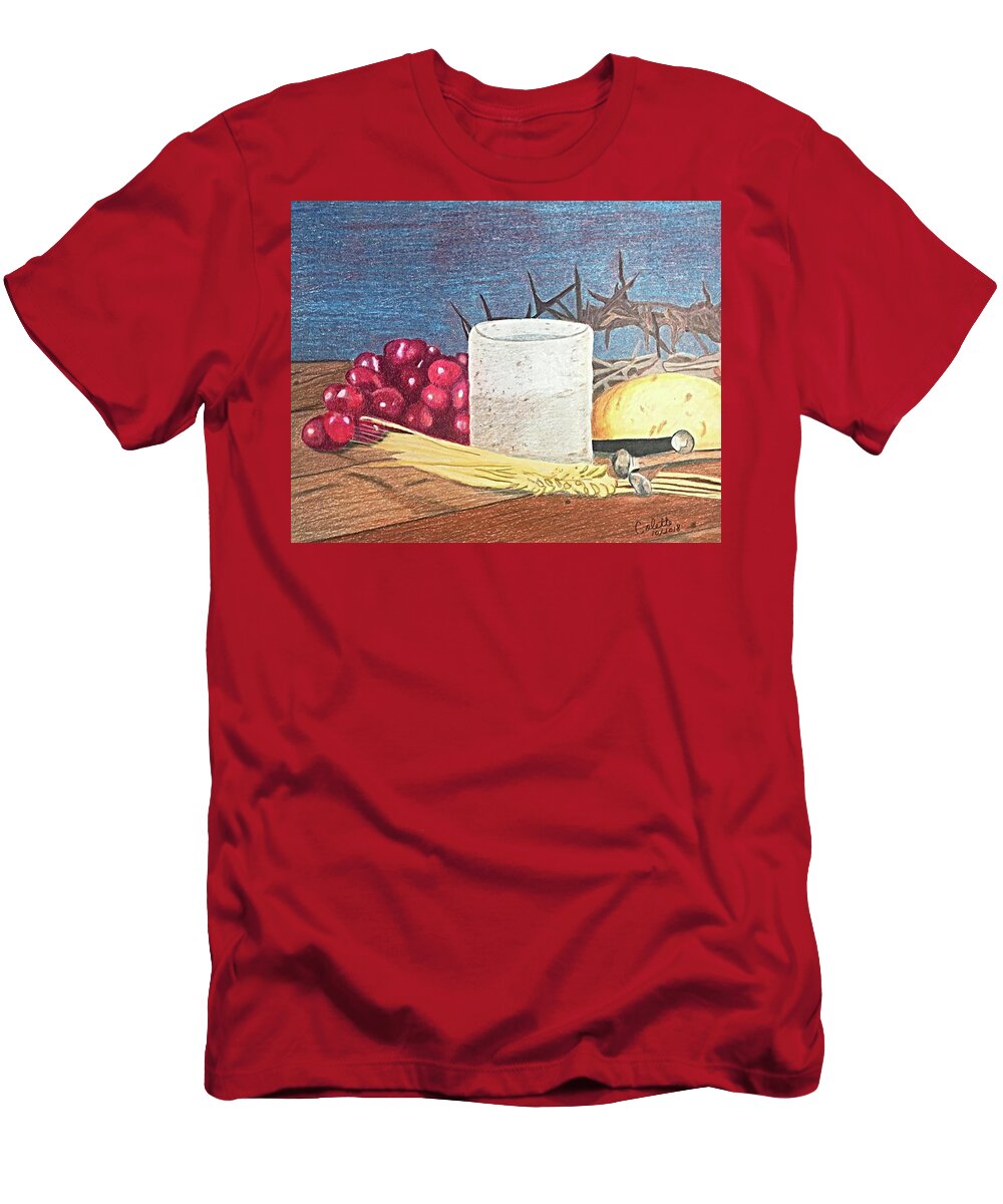 Still Life T-Shirt featuring the drawing Forgiven by Colette Lee