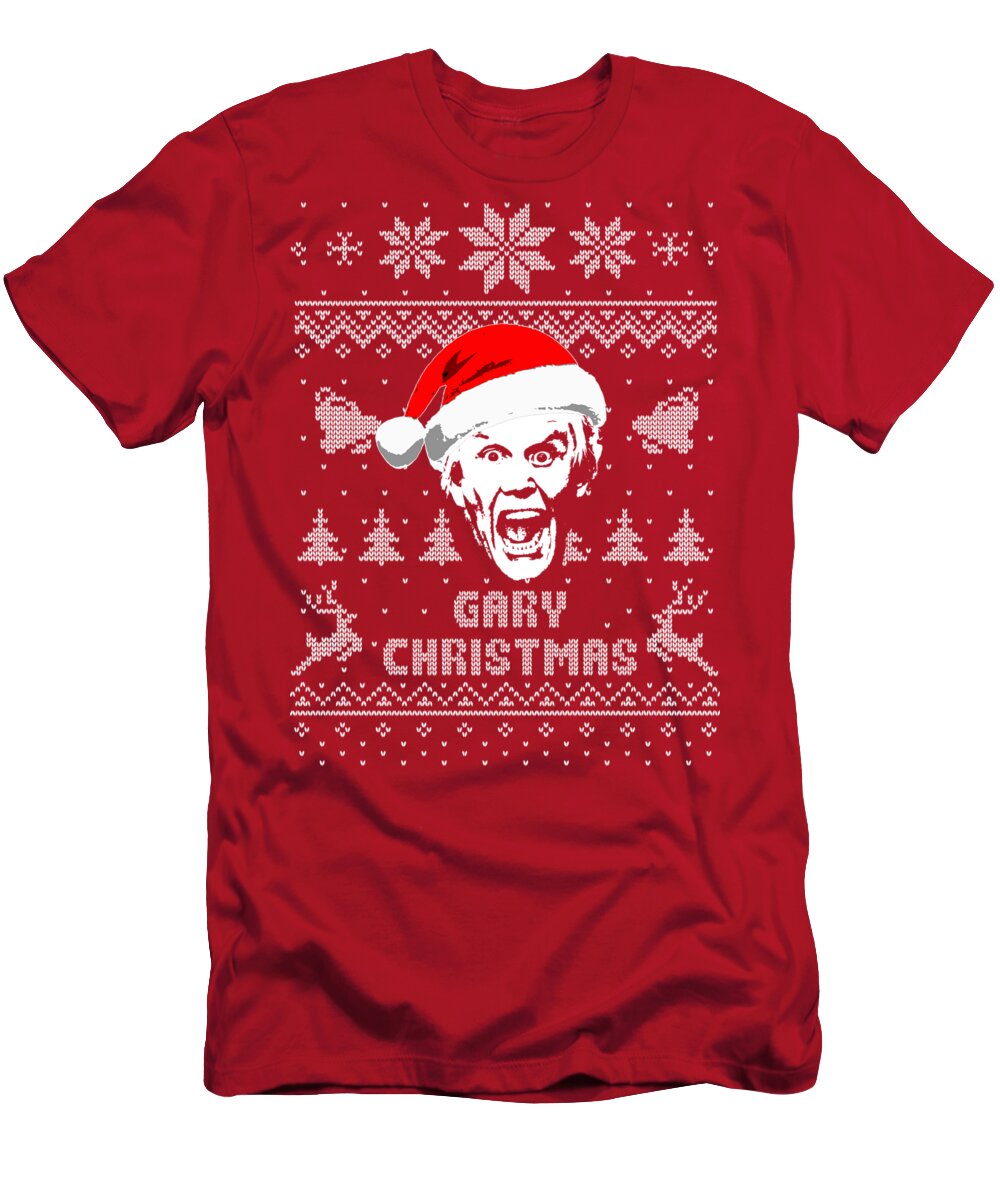 Christmas T-Shirt featuring the digital art Gary Busey Christmas Shirt by Filip Schpindel