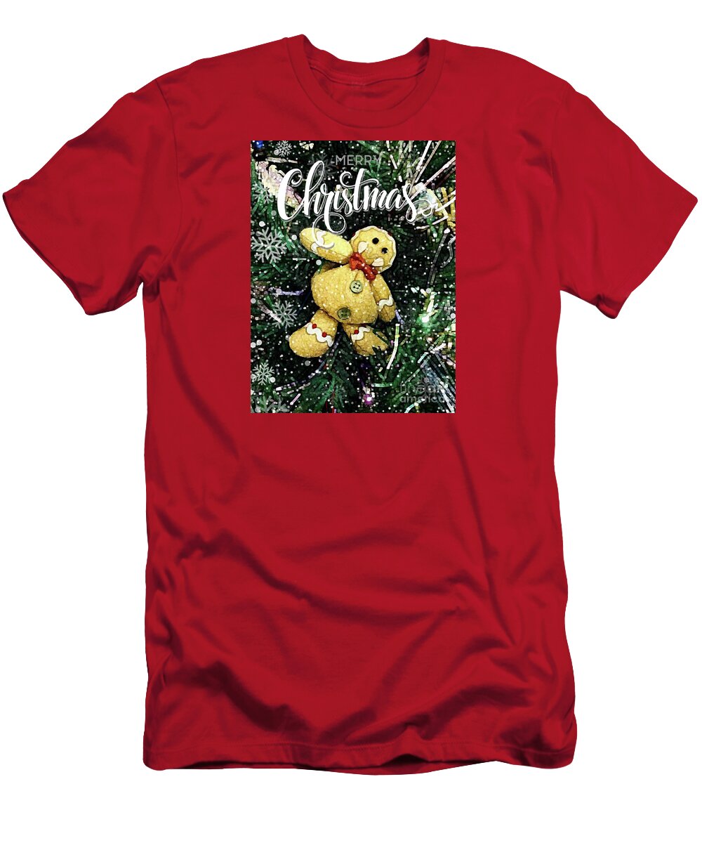 Christmas T-Shirt featuring the digital art Gingerbread Man Christmas by Jackie MacNair