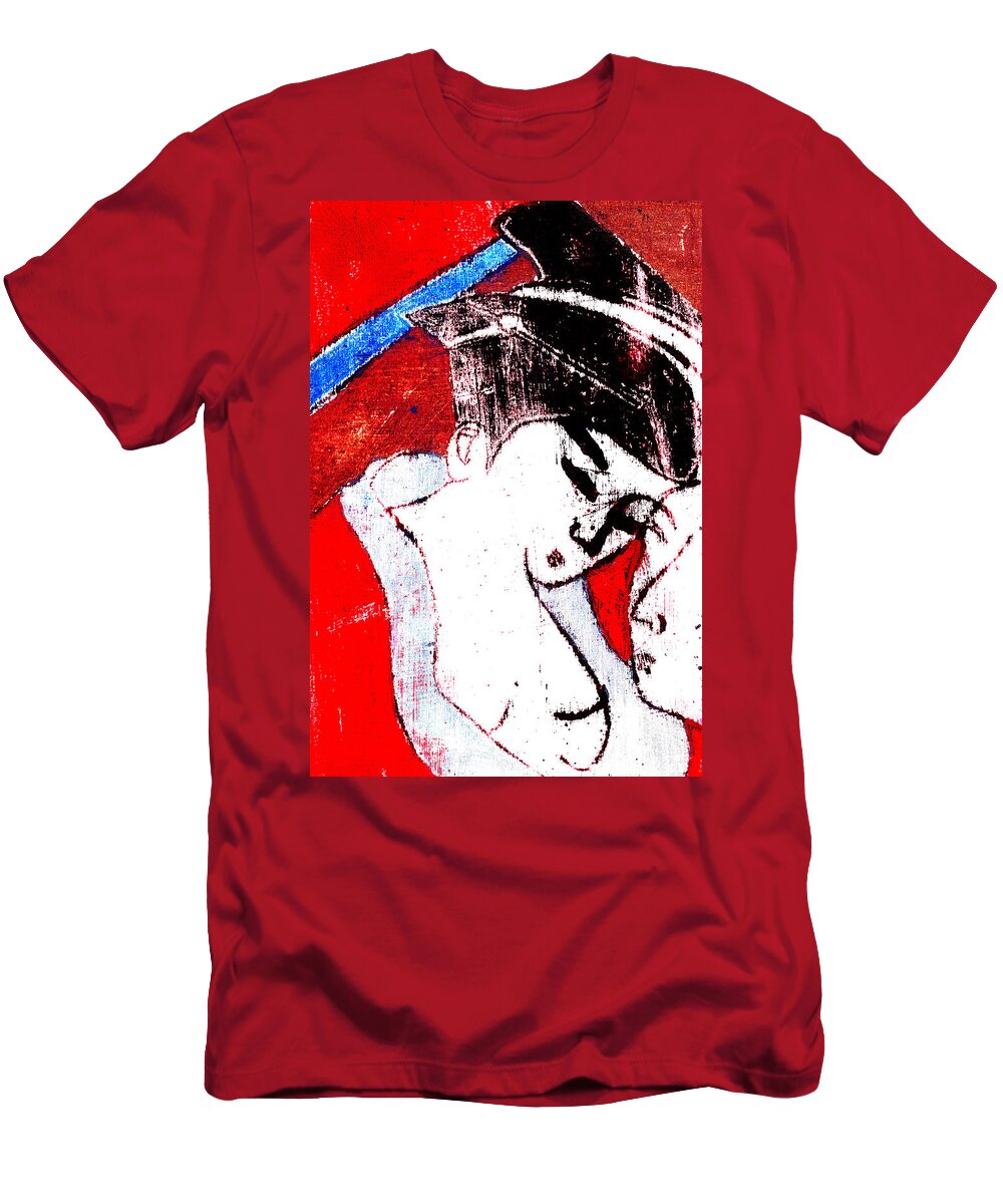 Red T-Shirt featuring the digital art Japanese Print Bold Version 5 by Edgeworth Johnstone
