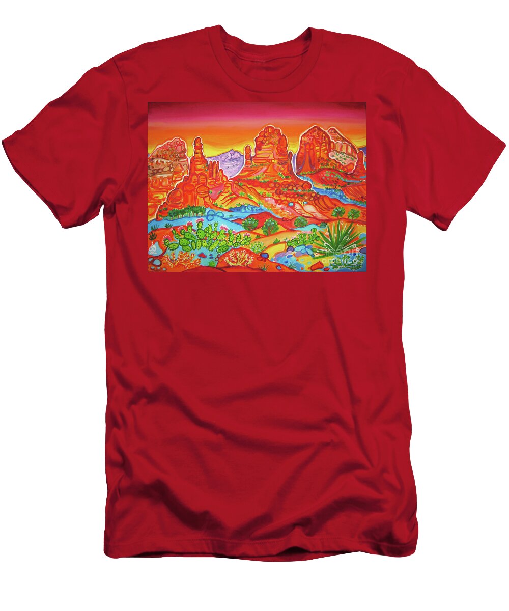 Sedona Painting T-Shirt featuring the painting Jordan Trail Viewpoint by Rachel Houseman
