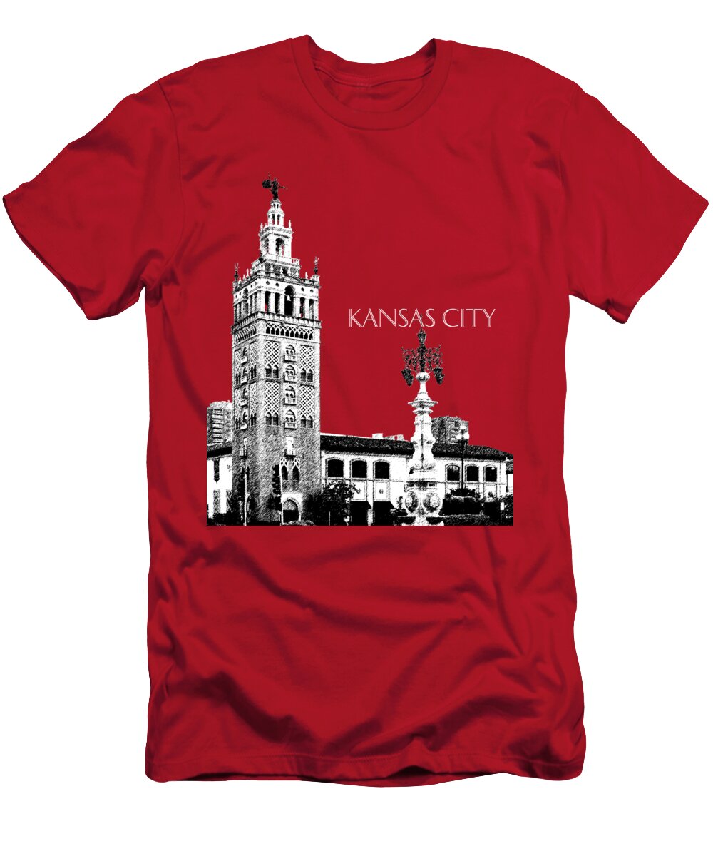 Architecture T-Shirt featuring the digital art Kansas City Skyline 2 - Dark Orange by DB Artist