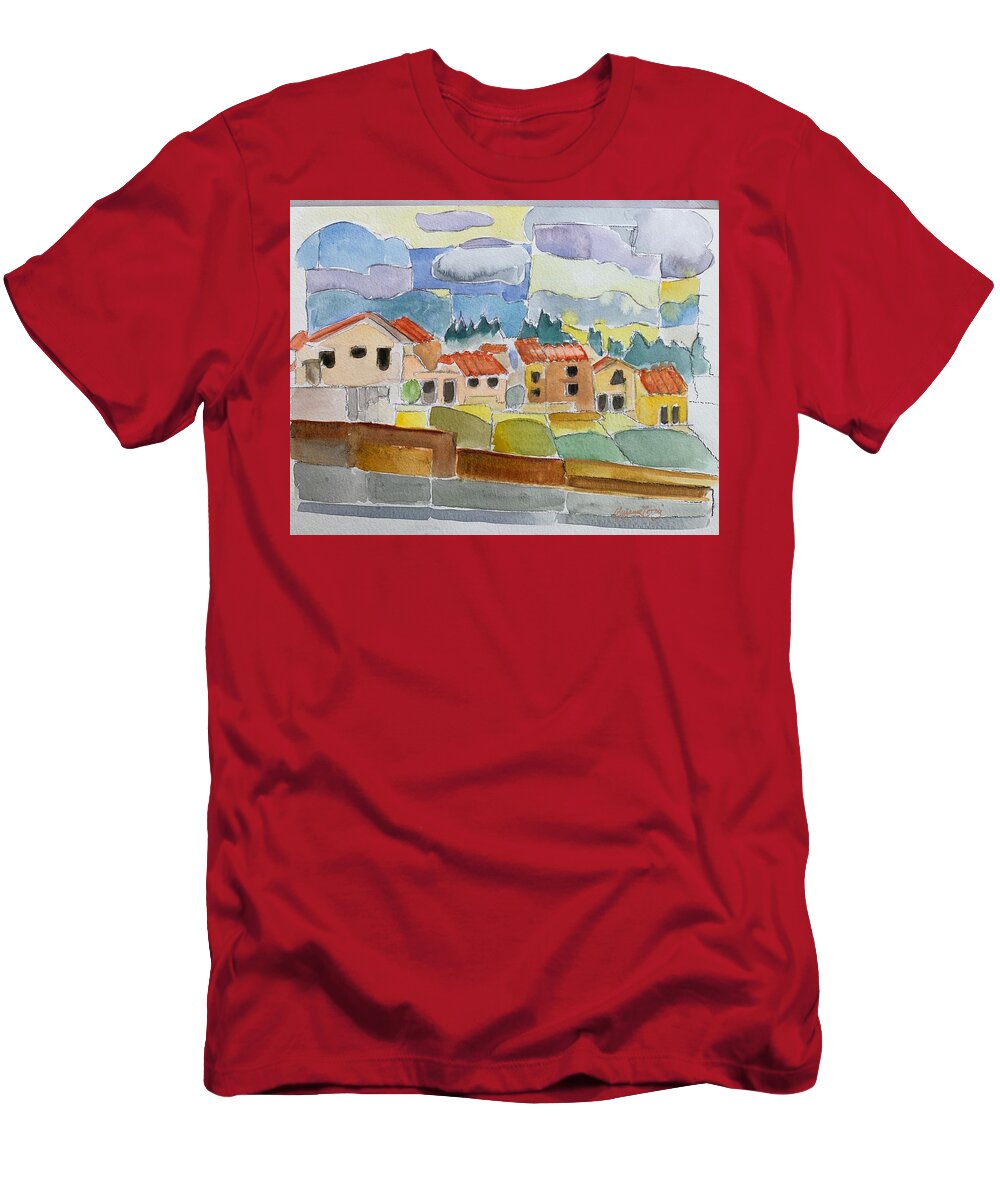 Houses T-Shirt featuring the painting Laguna del Sol Sky Design by Suzanne Giuriati Cerny