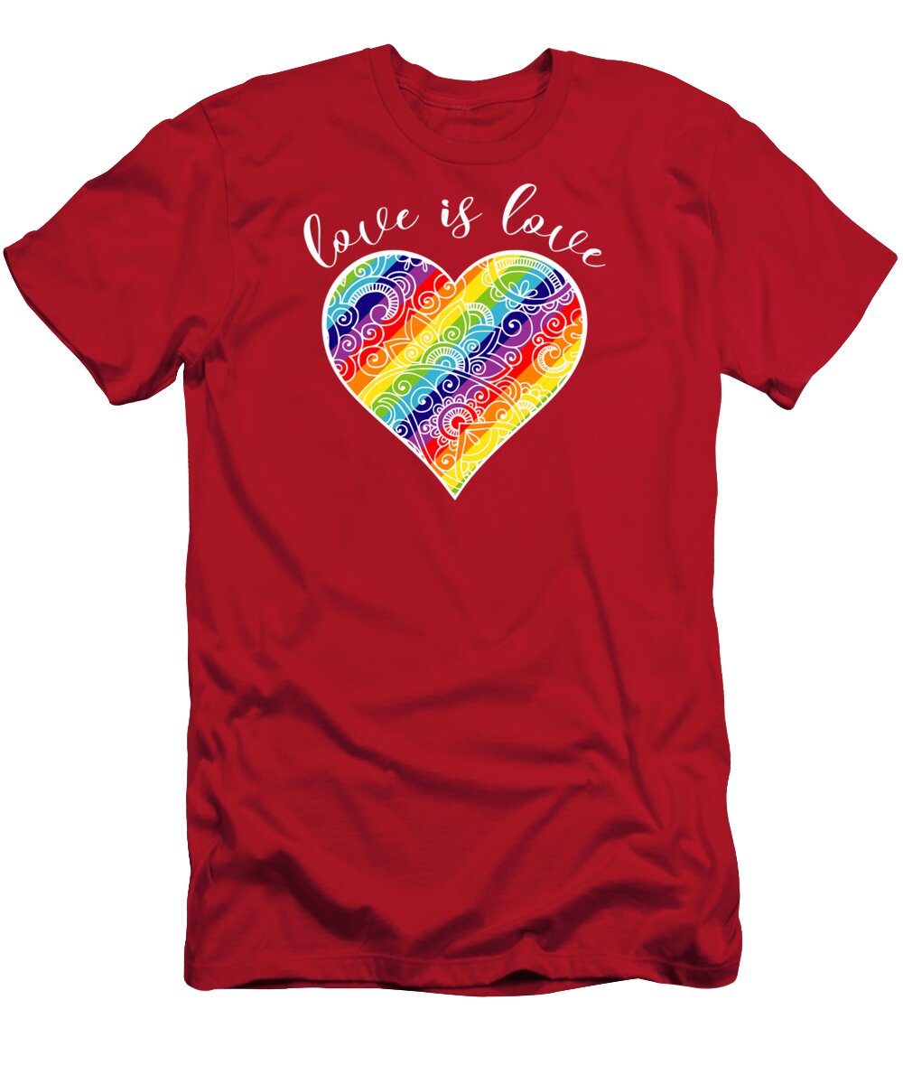Over het algemeen toewijzing Versnel Love is Love Rainbow Heart Gay Pride LGBTQ T-Shirt by Tina Lavoie - Pixels